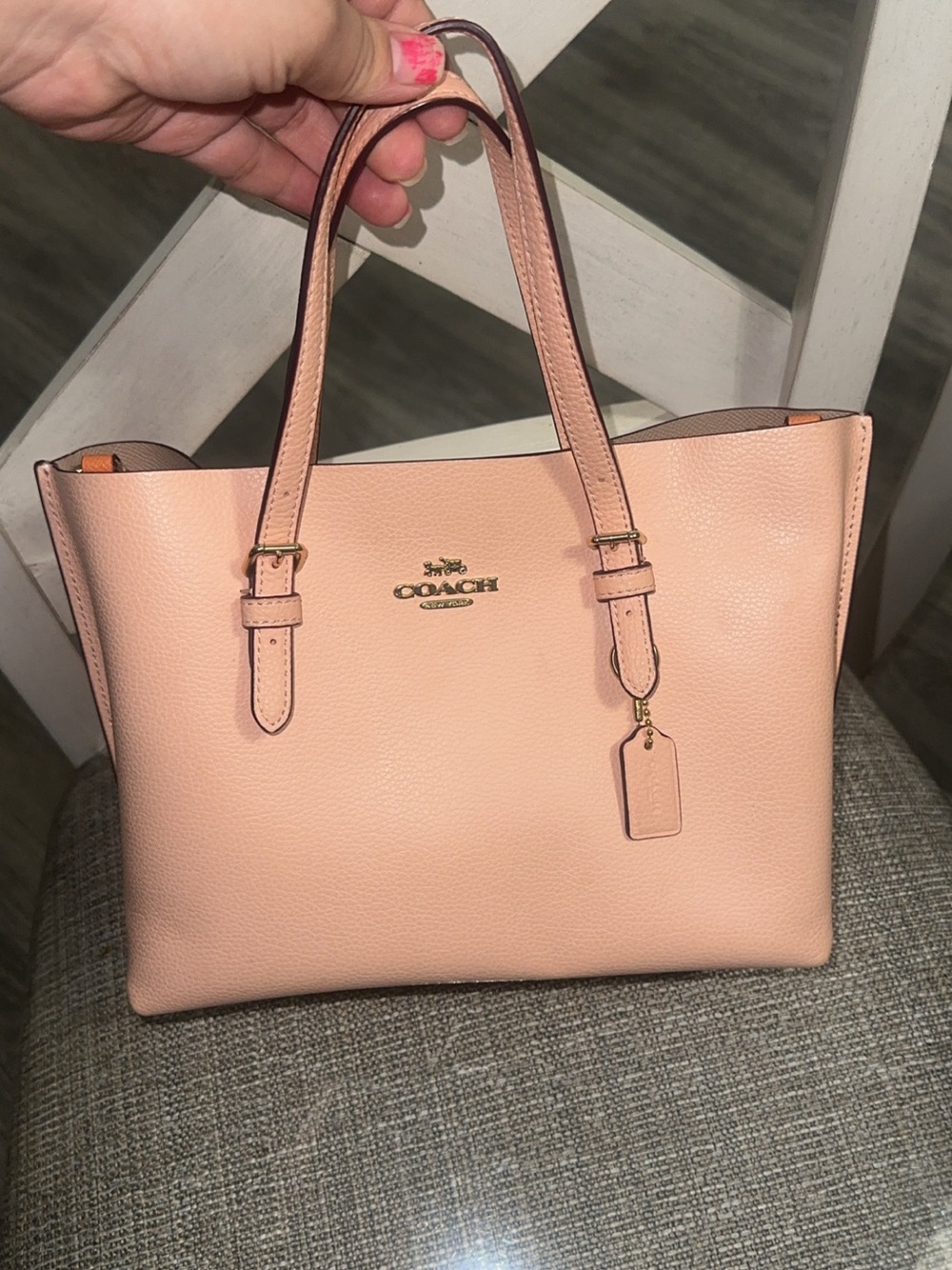 Coach Pebbled Leather Tote in Soft Pink
